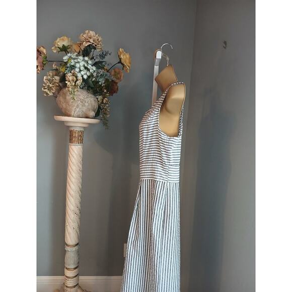 Perception Jumpsuit Womens Sz 8 White Black Striped Sleeveless Wide Leg Back Zip - Picture 5 of 6